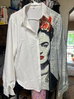 Classic White Textured Button-Up Shirt - XXL